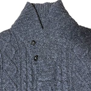 Relwen Shawl Collar Wool Chunky Cable Knit Sweater